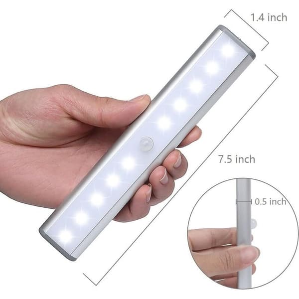 10 LED-lampor 2-pack Trådlös USB Uppladdningsbar Magnetisk Rörelsesensor 2 Lägen