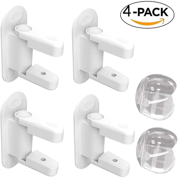 Dörrhandtagsspärr (4-pack), barnsäker dörrhandtagsspärr med 3M starkt lim och extra