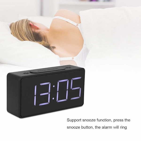 （svart）Växande väckarklocka, inbyggt batteri väckarklocka för sovrum, larm och snooze, för tunga sovare, presenter till barn tonåringar