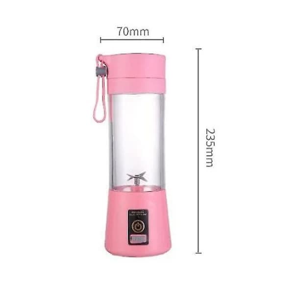 Bærbar Smoothieblender, USB Juicemaskin med 6 Blader i Rustfritt Stål for Reise og Hjem, Rosa 400 ml