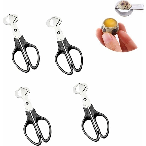 4-pack Äggsaxar i rostfritt stål - Vakteläggsklippare & Cigarrsax, Svart (DENUOTOP)