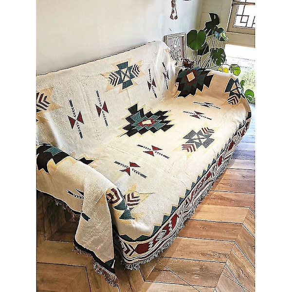 Blød vævet sofatæppe, sofahåndklæde, universelt sengetæppe, lænestolstæppe, polyester sofatæppe (90 x 180 cm)