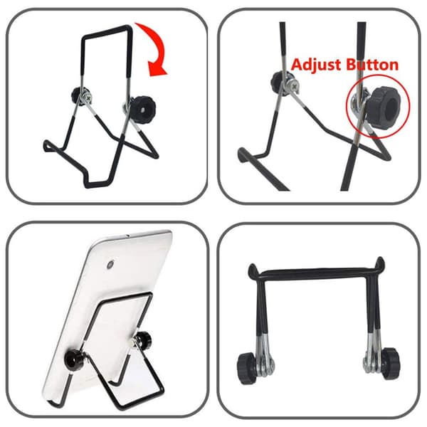Adjustable Tablet Stand, Non-Slip Foldable Stand for Tablets, iPads, Samsung Screens, Photo Frames and Photos (Large and Small Black)