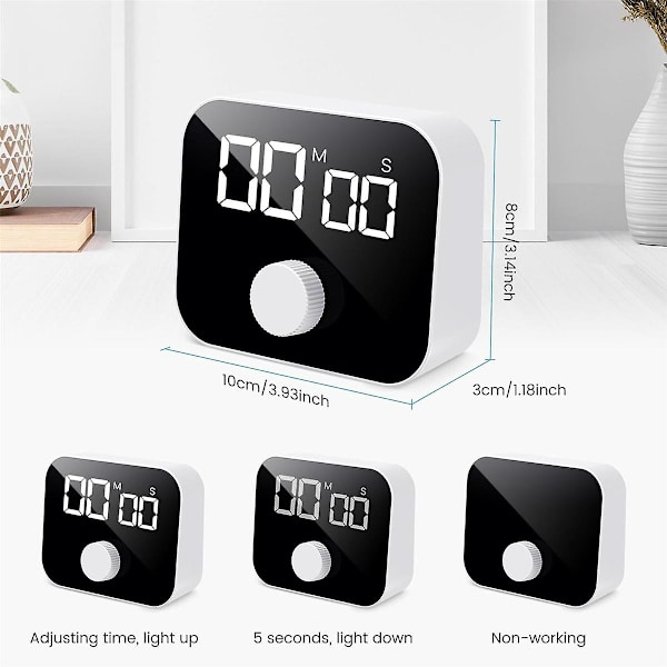 Køkken Timer, Digital Madlavning Timer Magnetisk Til Stoppur Nedtællingstimer Med LED-Display Rotary