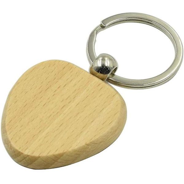 60 stk tomme hjerteformede nøkkelringer i tre, DIY-kampanje, nøkkelring, anheng, gavemerker