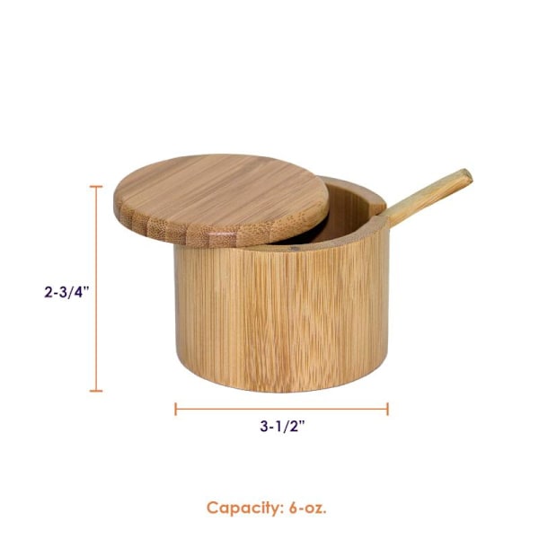 Totally Bamboo Little Dipper Salt Cellar Bambus Oppbevaringsboks med Magnetisk Svinglokk, 6 Ounce Kapasitet, Inkluderer Bambusskje