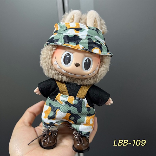 Labubu Modesæt - Outfit til 15/17cm Plysdukker, V1 V2 Stropper Bukser LBB-109