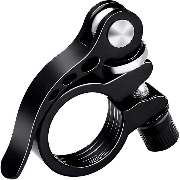 28,6 mm cykelsadelsklemme i aluminiumlegering til landevejs- og mountainbikecykler, hurtigudløser til sadelpind, sort (1 stk.)