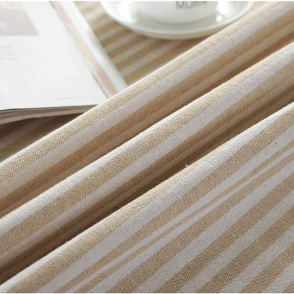 Linne Duk Rund 150x150cm Randig Fransad med Toppar