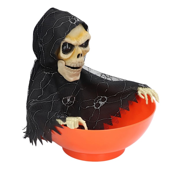 Halloween Godis Skål, Halloween Animerade Skelett Godisfat med Rörelseaktiverad, Skrikande Skalle Godishållare Halloween