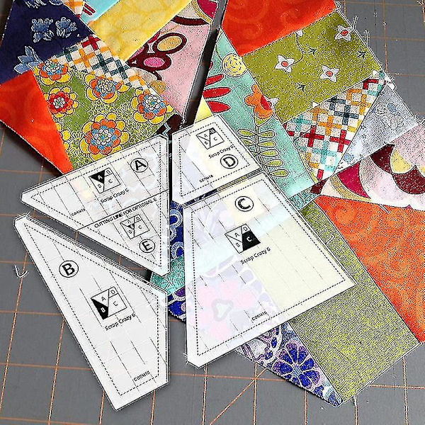 Kreativ quilte-skjæremal Akryl hånd patchwork linjal Diy (1 sett (5 stk)) Z