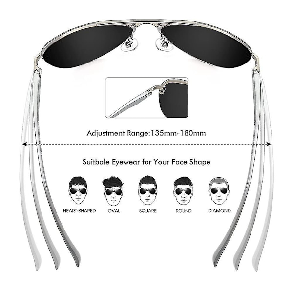 Polarisoidut Aviator-aurinkolasit miehille ja naisille Peilipinnoitettu 63 mm Metallirunko Uv400-suojaus Suuri ajamiseen kalastukseen ulkoiluun