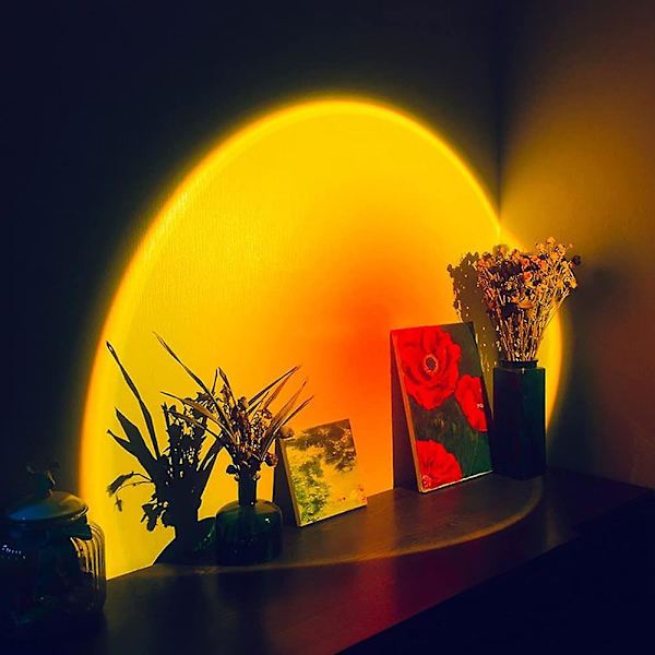 Solnedgang Lys, Romantisk Led Nattelykt, 180 Graders Rotasjon Tiktok Stemningslys, 16 Farge Projeksjonslys
