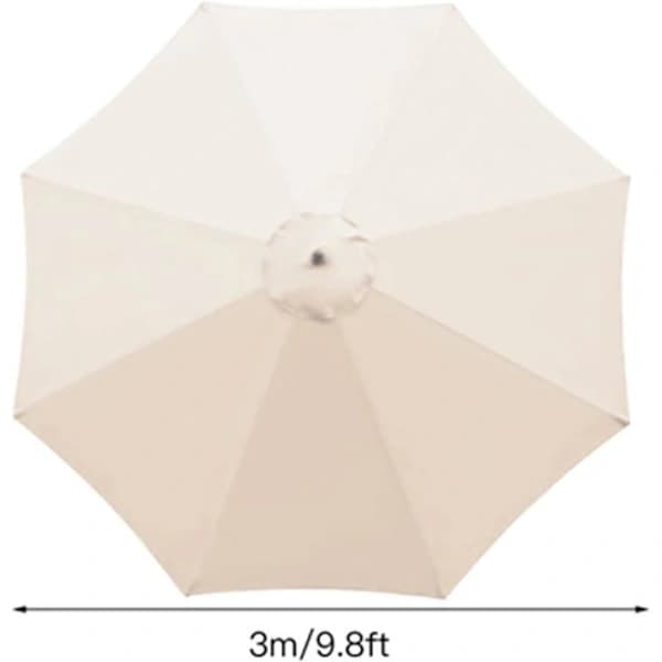 Utskiftbar parasollduk, vanntett anti-UV polyestertrekk for hage, strand, camping, 8 spiler 3 m beige