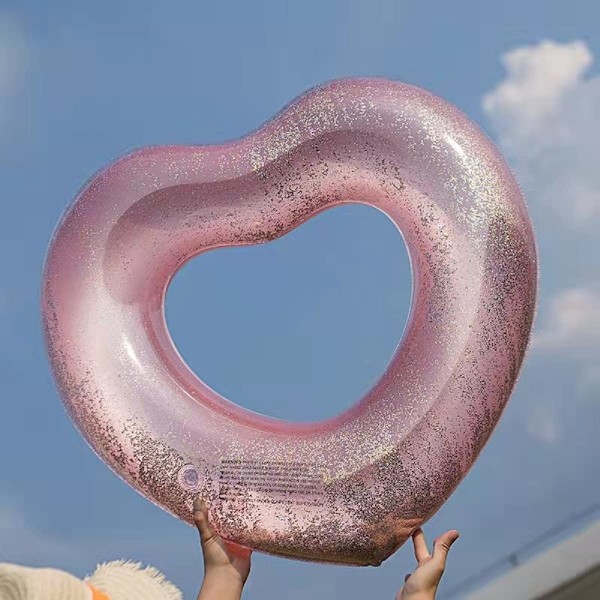 Oppblåsbare baderinger, 120 cm diameter hjerteformet sommerbadebasseng flytering, oppblåsbar basseng flytende loungestol tube vannleker