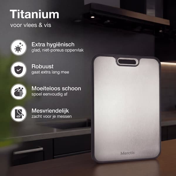 Titaniumskärbräda dubbelsidig med vetefiber, hygienisk rostfri halkfri köksskärbräda för kött och grönsaker, 35 x 25 cm grå