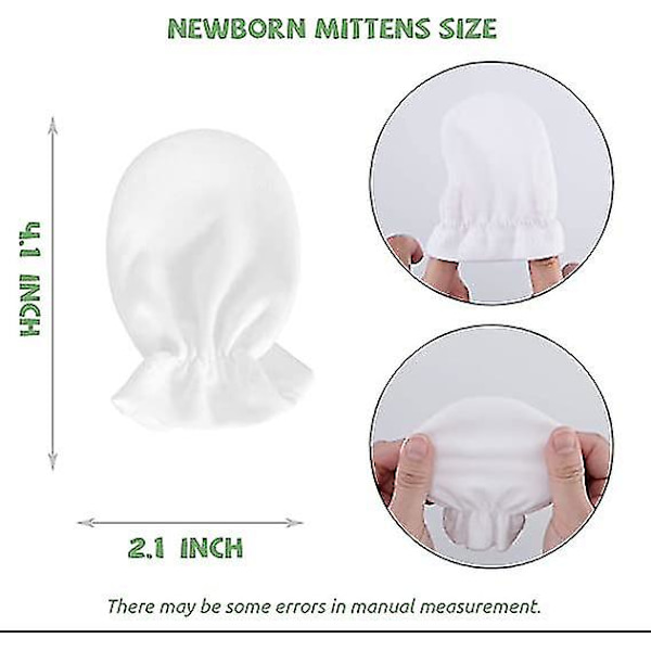 6 par nyfødte bomullsvotter Baby Soft Gloves Infant No Scratch Mitten (hvit, kongeblå, én størrelse)