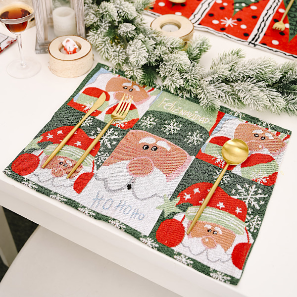 Juldukar, Juldekorationer för Matbord, Tvättsbara Bordstabletter för Jul och Familjesammankomster (4-pack)