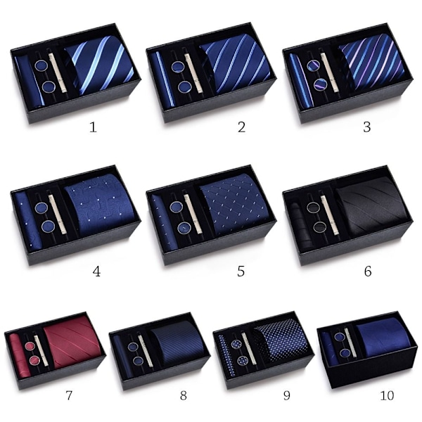4 STK/SET Slips Lommetørkle Mansjettknapper Sett for Menn Business 7