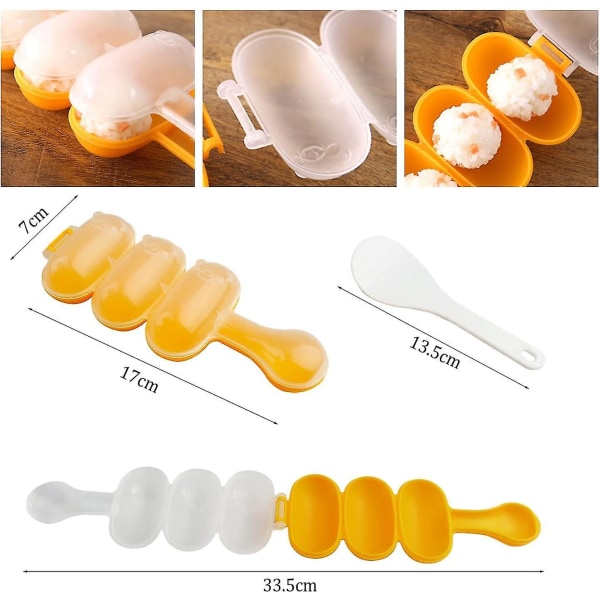 Kök Form Verktyg Diy Risboll Form 3 Jämnt Risboll Form Sushi Rulle Gör Kit