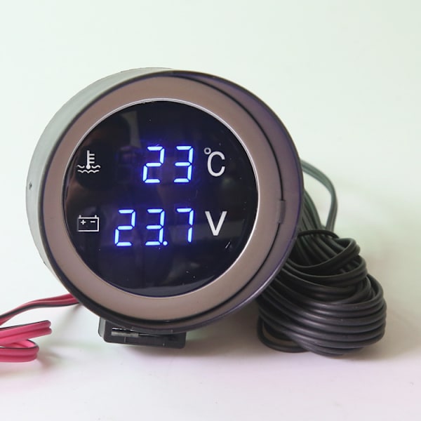 Bil Digital Tacho Gauge Röd RPM Varvräknare 0-9999 Bil Universal Digital Voltmeter Gauge Voltmätare 12V24v（V） （2st）