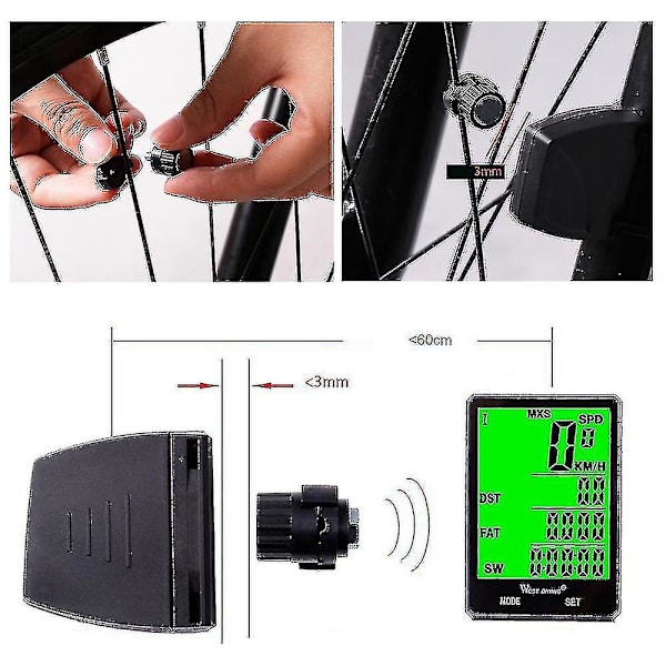 Trådlös cykelcomputer med bakgrundsbelysning