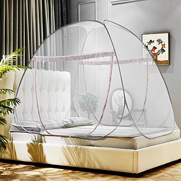 Myggnetting for seng, Pop-Up myggtelt bærbar sammenleggbar design med nettbunn, passer for uteplass soverom campingturer