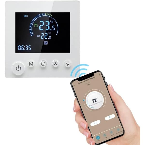 Golvvärmetermostat, Digital Smart Värmetermostat Rumsprogrammerbar Termostat LCD-Display Väggmonterad Termostat med Vred (Vattenvärme)