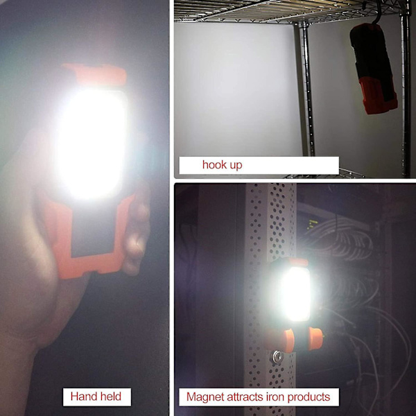 Ladattava työvalo, paristokäyttöinen magneettinen LED-taskulamppu, tarkastustyövalo, kannettava LED-taskulamppu, koukulla, korkea kirkkaus
