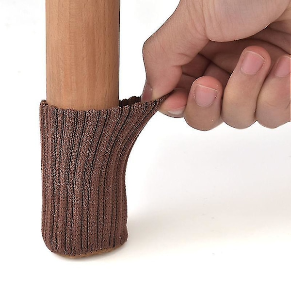 24 stk Antiskli Sokker for Stolben, Forhindre Riper og Reduser Støy, (brun) 7*4cm