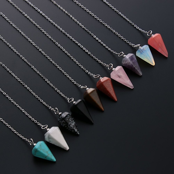 Luonnonkiviterapia Riipus Korut Reiki Pyramidi Kuusikulmainen Heiluri Ketjuriipus amuletti 9-Snowflake Stone