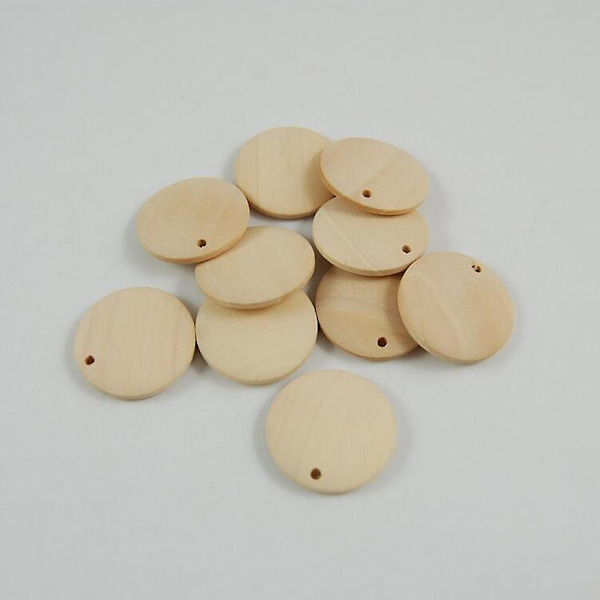 20 st runda träskivor hänge DIY smycken tillbehör enkel hål träskivor hänge (50 mm)