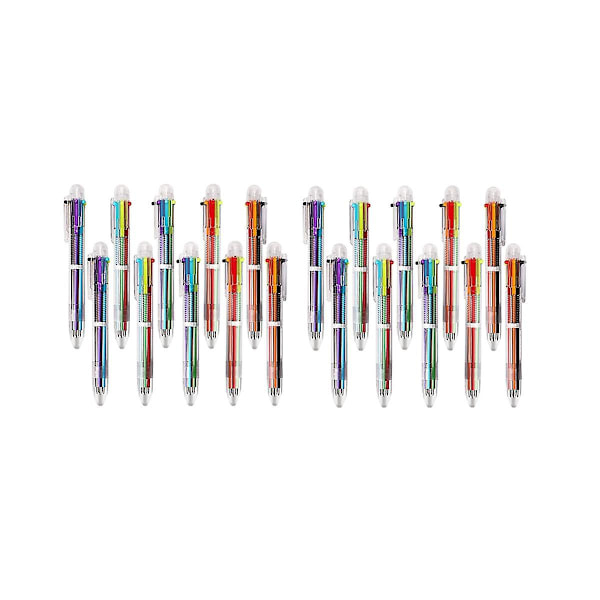 20-pack kulspetspenna, 6-i-1 flerfärgad utdragbar kulspetspenna, 0,5 mm färgglad bläckpenna, flerfärgad