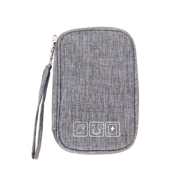 Harmaa pieni kaapelijärjestäjä matkakotelo, Kaikki-yhdessä elektroniikkalaitteiden tarvikekotelo kaapeleille, laturille, USB 25*16*2 cm