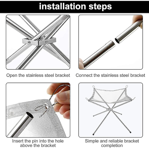 Bærbar udendørs ildsted, sammenklappelig grill/varmegrill, bålplads til camping, med bæretaske, rustfrit stål, til terrasse, camping, have, rejser (42 x 42