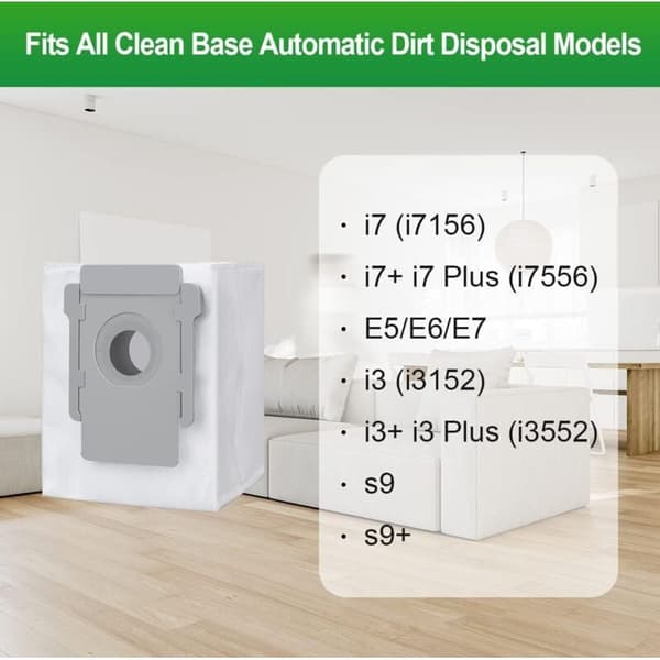 12-pak Erstatningsposer til iRobot Roomba i7 i7+ / i7 Plus E5 E6 E7 S9 S9+ Støvsuger, Tilbehørssæt til iRobot Roomba i7