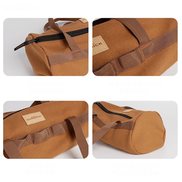 Förvaringsväska för utomhuscamping och vandring, tältpinnar, verktyg, tältpinnar, organizer väska i canvas Camel