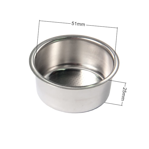 2 stk. 51mm filterkurv, kaffefilterkurv i rustfrit stål, espressofilterkurv, 51mm ikke-tryksat filterkurv til kaffe