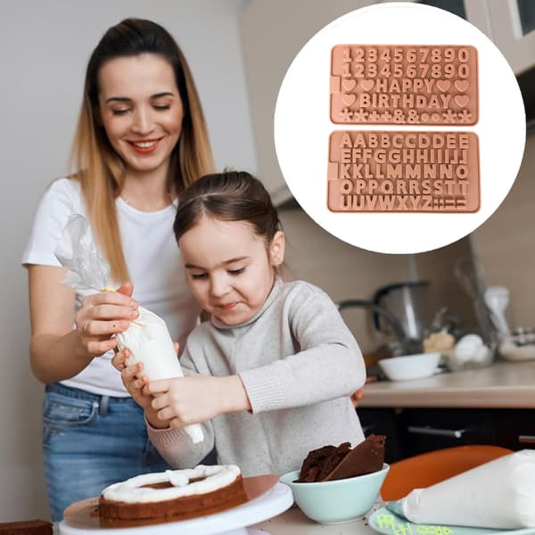 Silikonbakformar non-stick A-Z siffror symboler återanvändbara diskmaskinssäkra