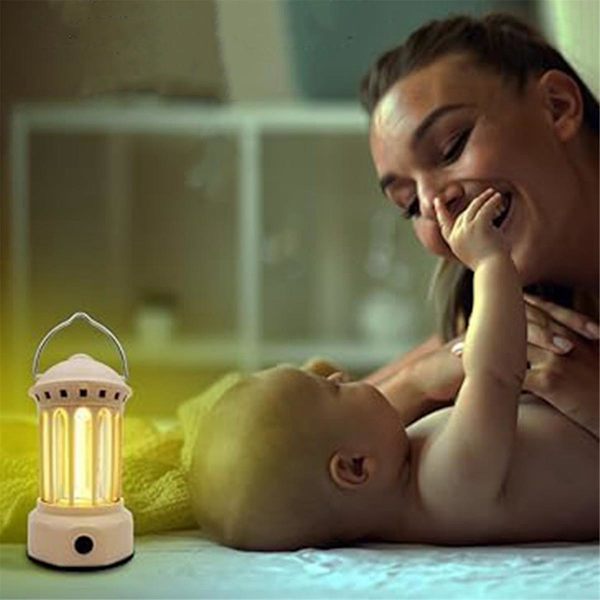 Oppladbar LED-campinglanterne for strømbrudd (beige)