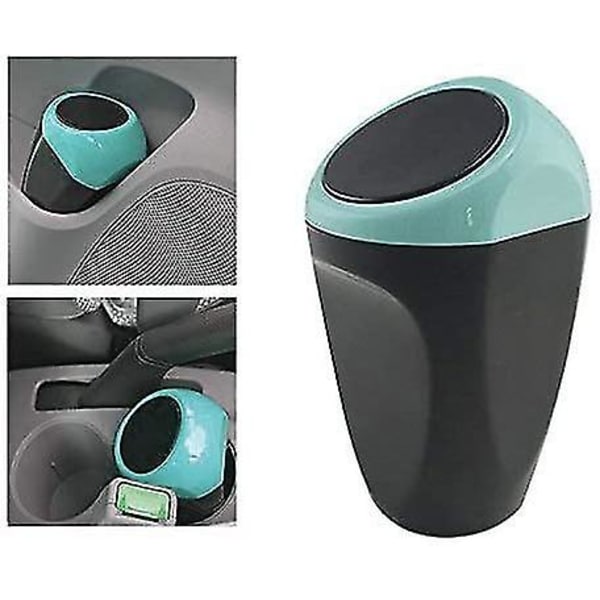 Mini skraldespand i bilen, plastik affaldsspand 16x8cm skraldespand opbevaringsbeholder til bilens interiør/kontor/hjem (blå-mini skraldespand)