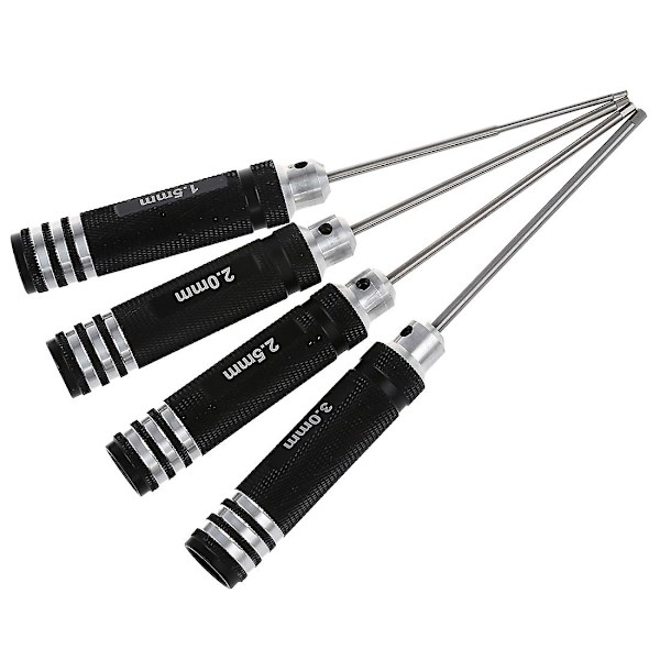 Sort 4 stk 1,5 mm 2,0 mm 2,5 mm 3,0 mm sekskantet skruetrækker til Rc helikopterfly
