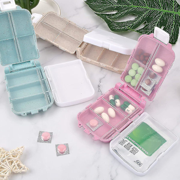 3-pack pillerburkar, förseglad vetemedicinlåda, bärbar pillerdispenser, 7 fack tablettask