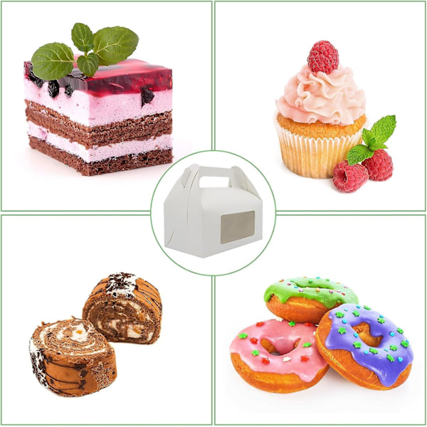 20 stk. Hvide Kageæsker, Individuelle Cupcakeæsker Med Vindue, Bageri Kageæsker Papir Gaveæsker Til Kager, Cookies, Muffins, Kager, Desserter