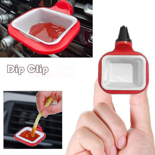 Dip Clip In-car Sauce Cup Holder Dip Set Ketchup Mini Dipping Cups Biltilbehør Saucebeholder Til Bilens Ventilationsåbninger (Rød) 2stk