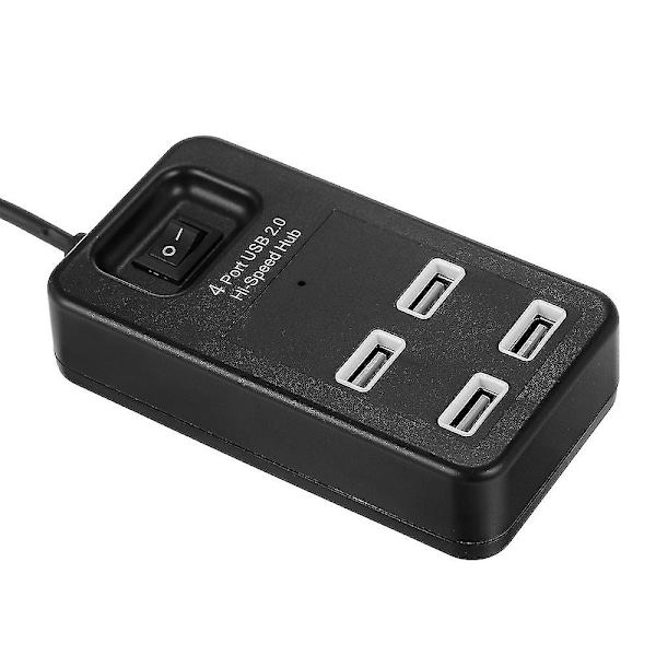 4-porters USB 2.0 Hi-speed Hub Svart