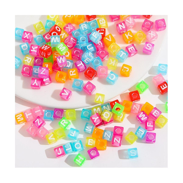 3000 stk. Akryl firkantede bogstavperler i løs vægt, farverig blanding, gør-det-selv-perler til armbånd, smykker, gaver, souvenirs