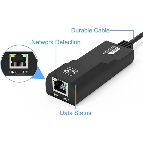 USB 3.0 til RJ45 Ethernet-adapter, 1000 Mbps, svart, kompatibel med Windows og Mac OS