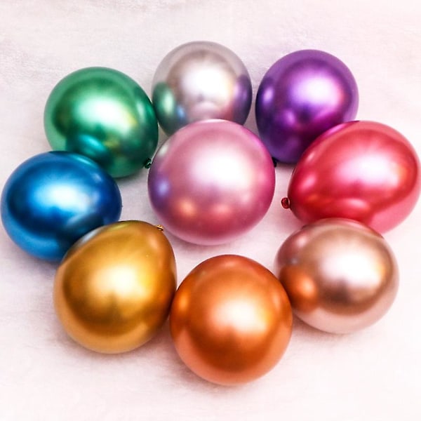 100 st 10 tum metalliska färgade latexballonger tjocka krom heliumluft glänsande metallpärlballong Glo