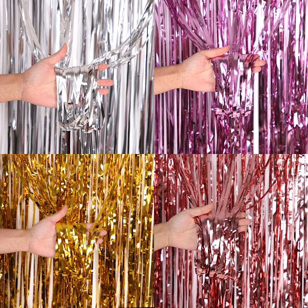 Fringe Gardin - 1x2 Meter, 4-pack Streamers för Möhippa Dekorationer | Födelsedagsfringe för Festdekorationer
